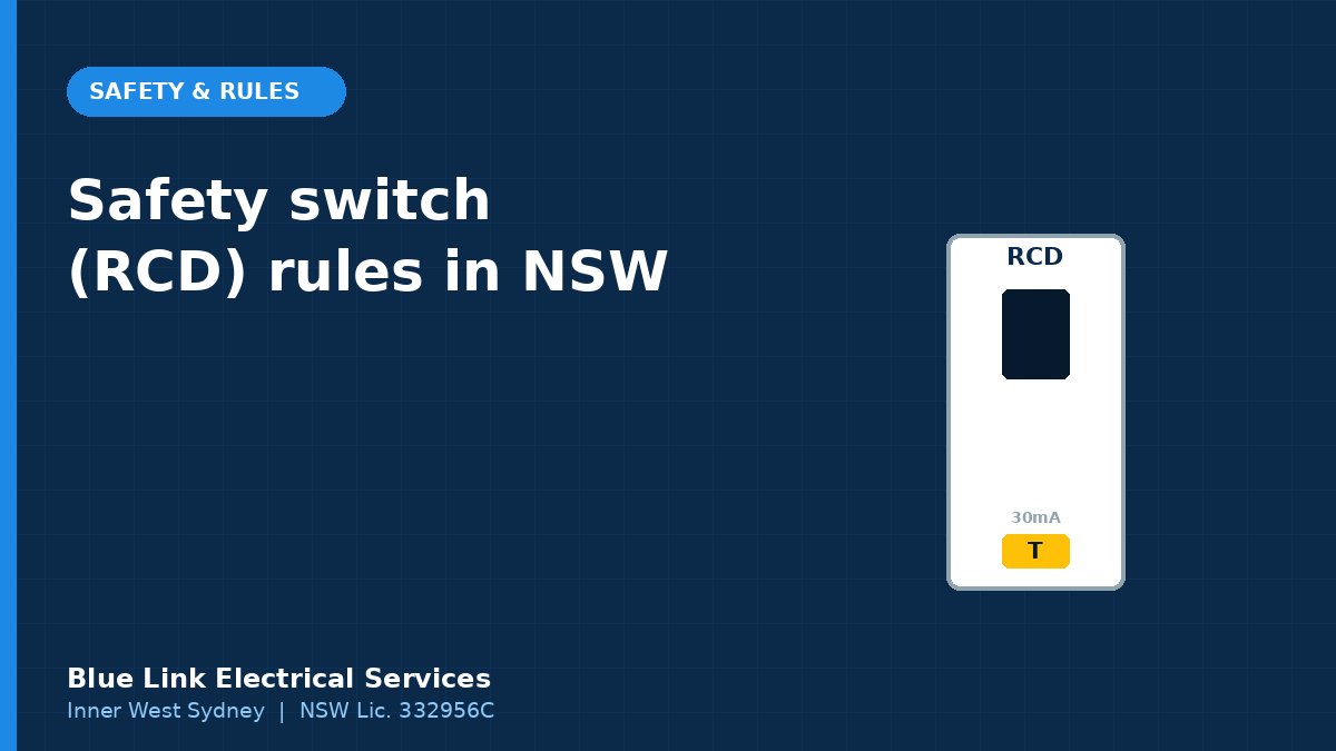 Illustration of an RCD safety switch with its yellow test button