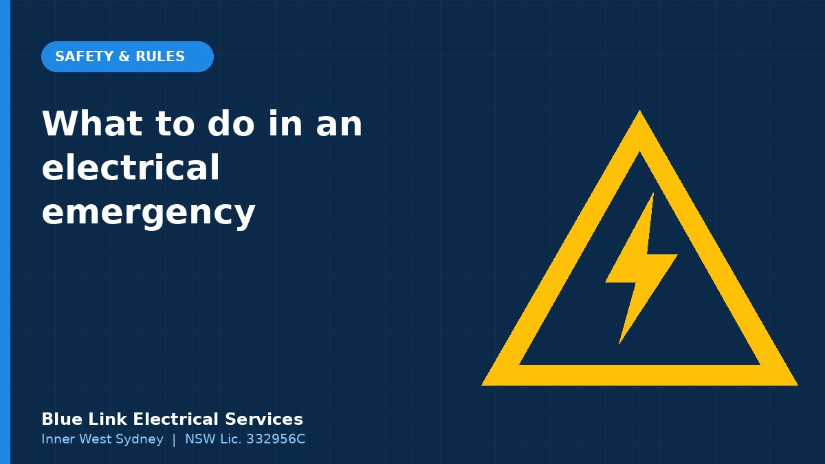 Warning triangle with a lightning bolt representing an electrical emergency